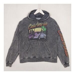 Local Scene California Graphic Pullover Hoodie Washed Charcoal Gray Size S